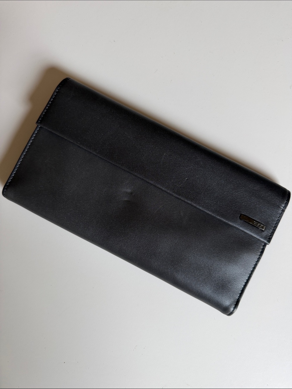 Tumi Dark Grey Glove Leather Travel Wallet